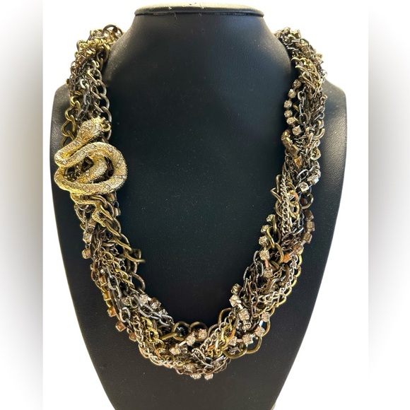 🐍 Vintage “It’s Kind of Difficult” Twisted chain Necklace w/gold snake pendent - Picture 1 of 5